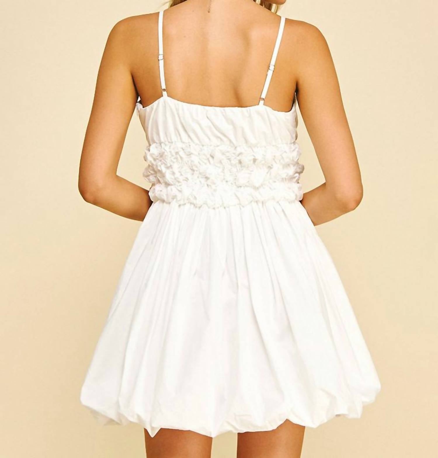 PINCH Women's Bubble Hem Mini Dress in white - women's dress - alternate view