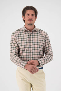 Turtleson Wilder Brushed Twill Sport Shirt in khaki glen - men's shirt