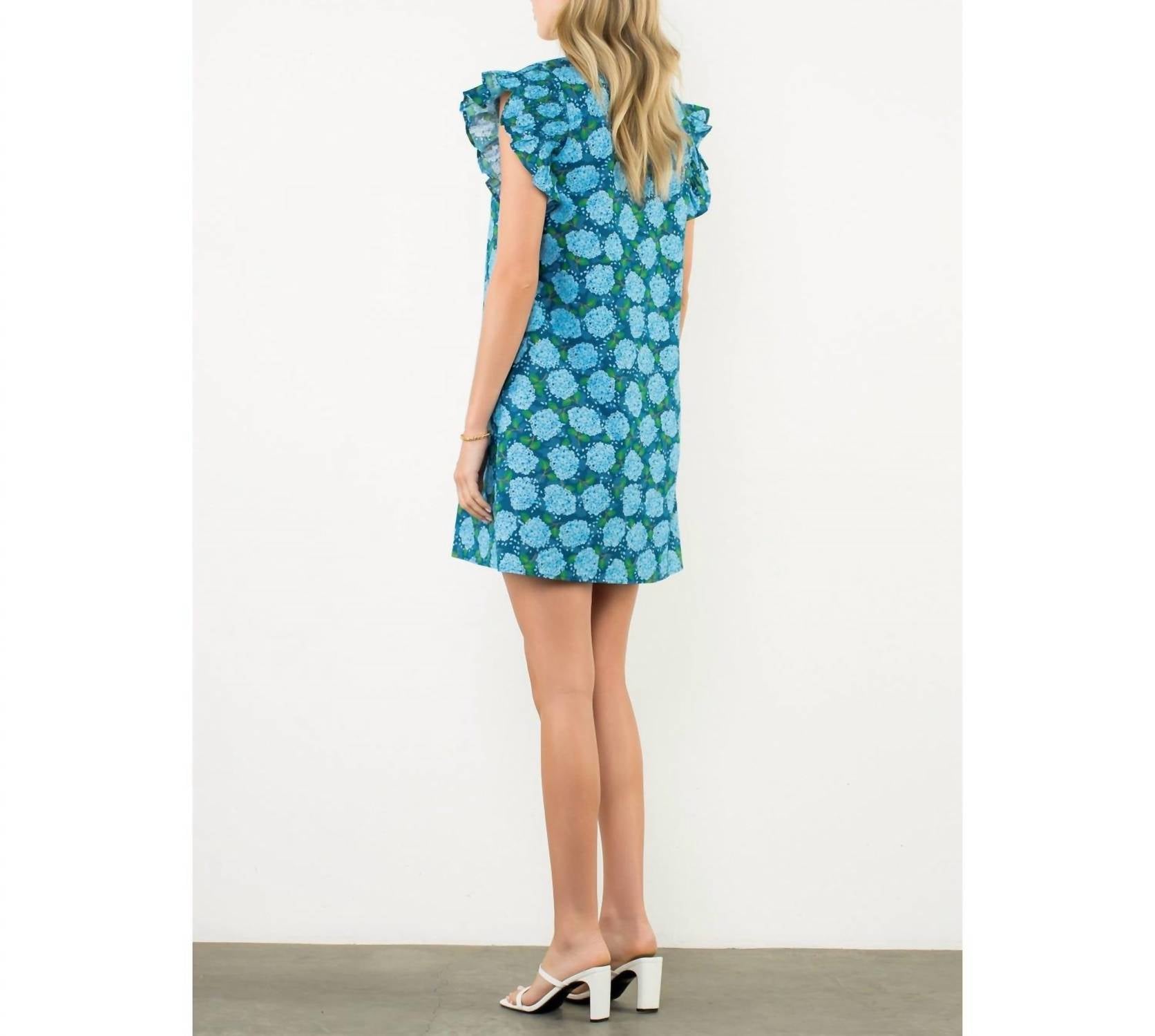 Thml - Hello Hydrangea Flutter Sleeve Dress