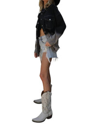 Blue Buttercup - Mya Rock & Roll Distress Ombre Denim Jacket