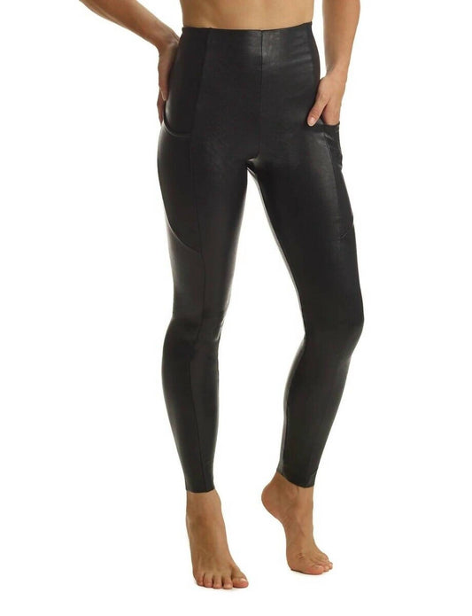 Faux Leather Pocket Legging