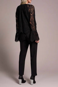 TRIBAL Tiered Blouse With Lined Body in black - women's blouse - detail view