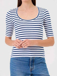 Goldie Lewinter - Rib Half Sleeve Scoop Neck Top