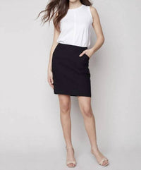 CHARLIE B Women's Stretch Pull On Short Skort in black - women's shorts