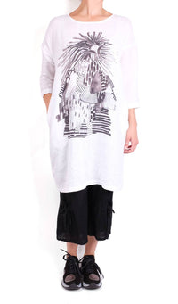 Grizas - Linen Print Three Quarter Sleeve Tunic