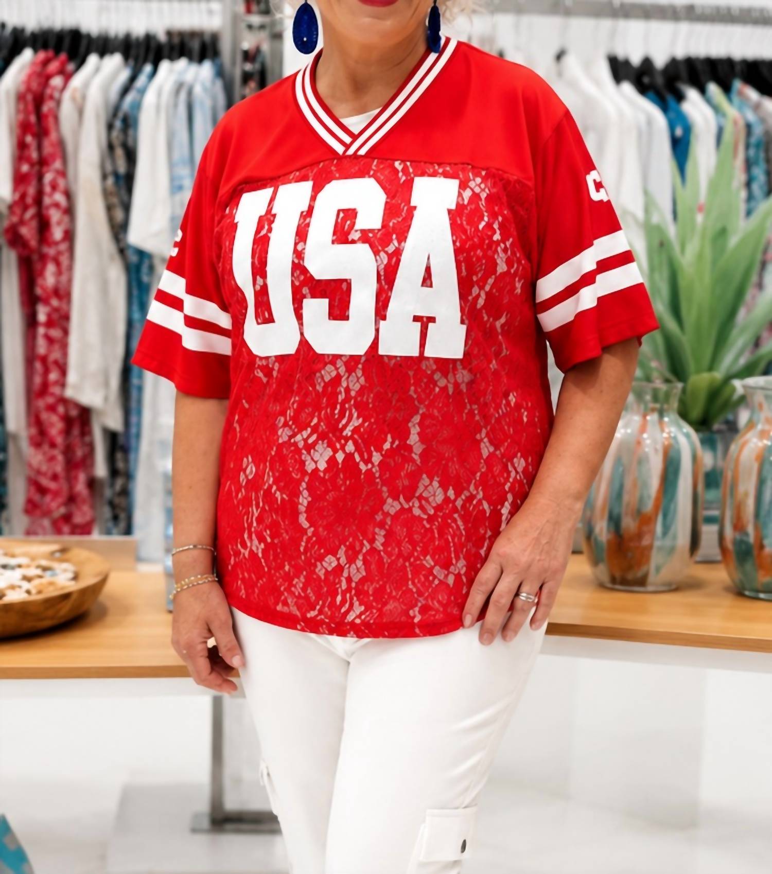 Grace + Emma - Usa Lace Jersey Shirt