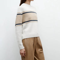 Twp - Saddle Crewneck Sweater With Stripes