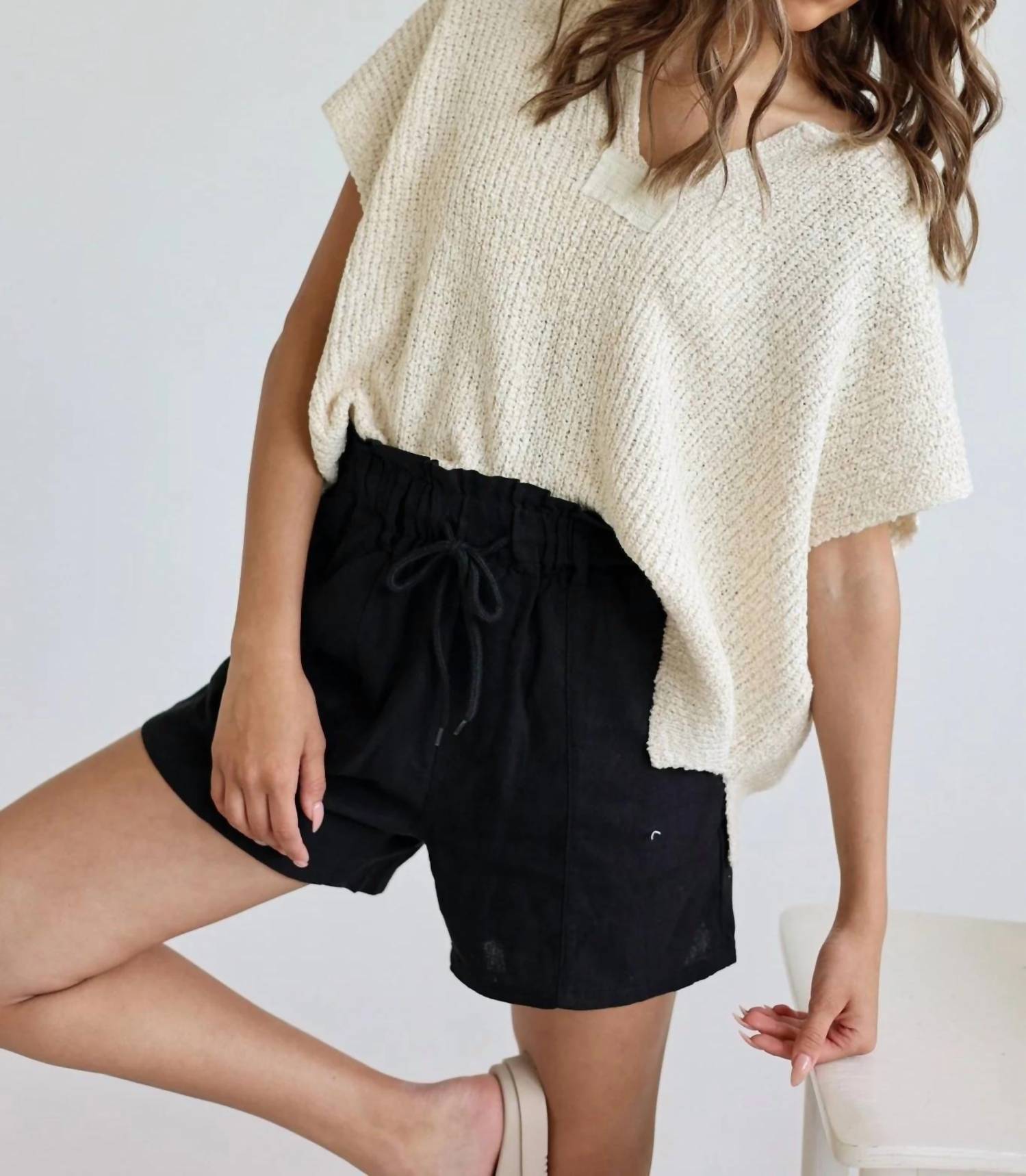 Risen - Siena High-waisted Linen Paperbag Shorts