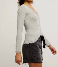 Free People - Willow Lace Ribbed Knit Top