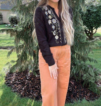Roper - Women's Embroidered Floral Long Sleeve Top