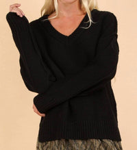 Very J - Women's Oversized Chunky V Neck Knit Sweater