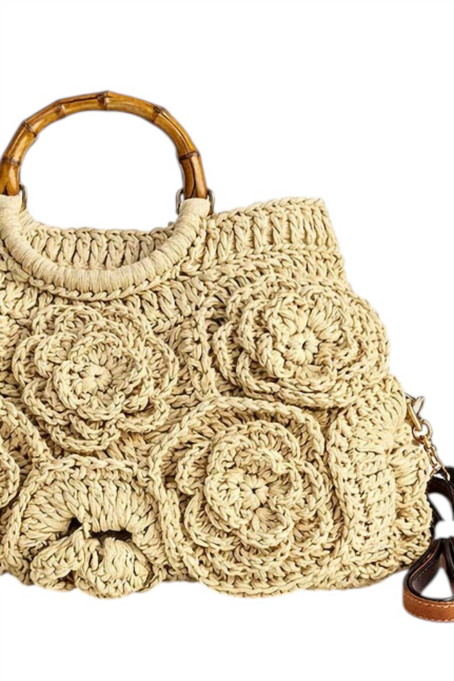 Merveille - Women's Floral Textured Handle Crossbody Bag