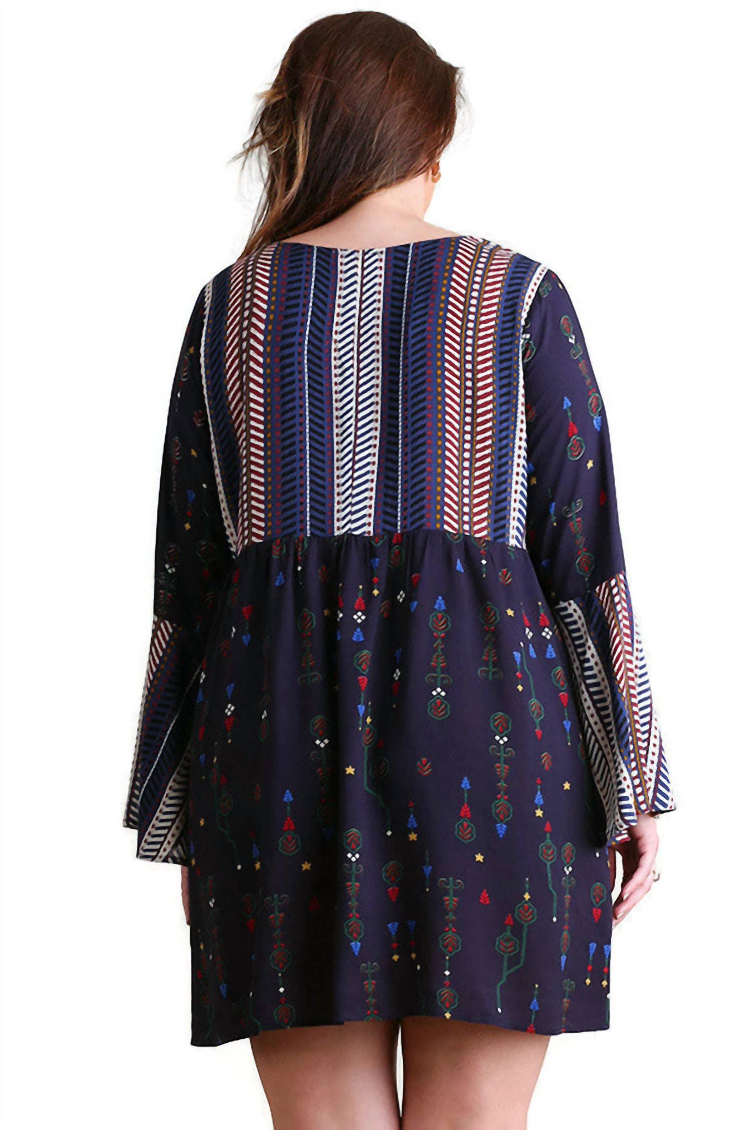 Umgee - Lace-up Twin Print Dress - Plus