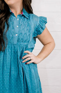Oh My Stars Apparel Skyler Dress in blue - women's dress - detail view
