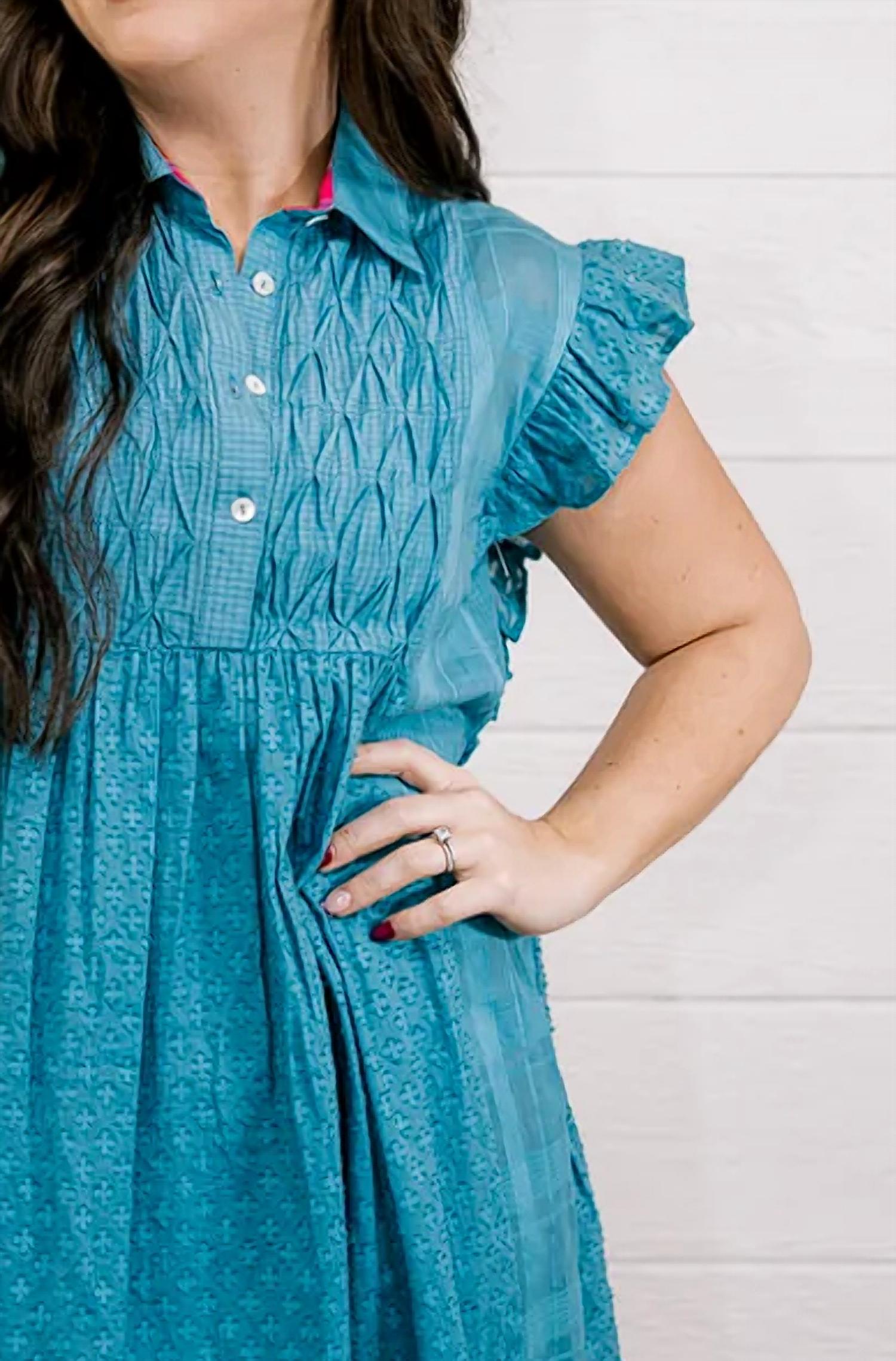 Oh My Stars Apparel Skyler Dress in blue - women's dress - detail view