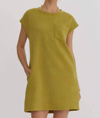 Entro - Quilted Round Neck Sleeveless Mini Dress
