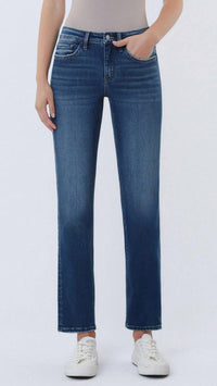 LOVERVET Mid Rise Ankle Slim Straight Jeans in dark blue - women's jeans
