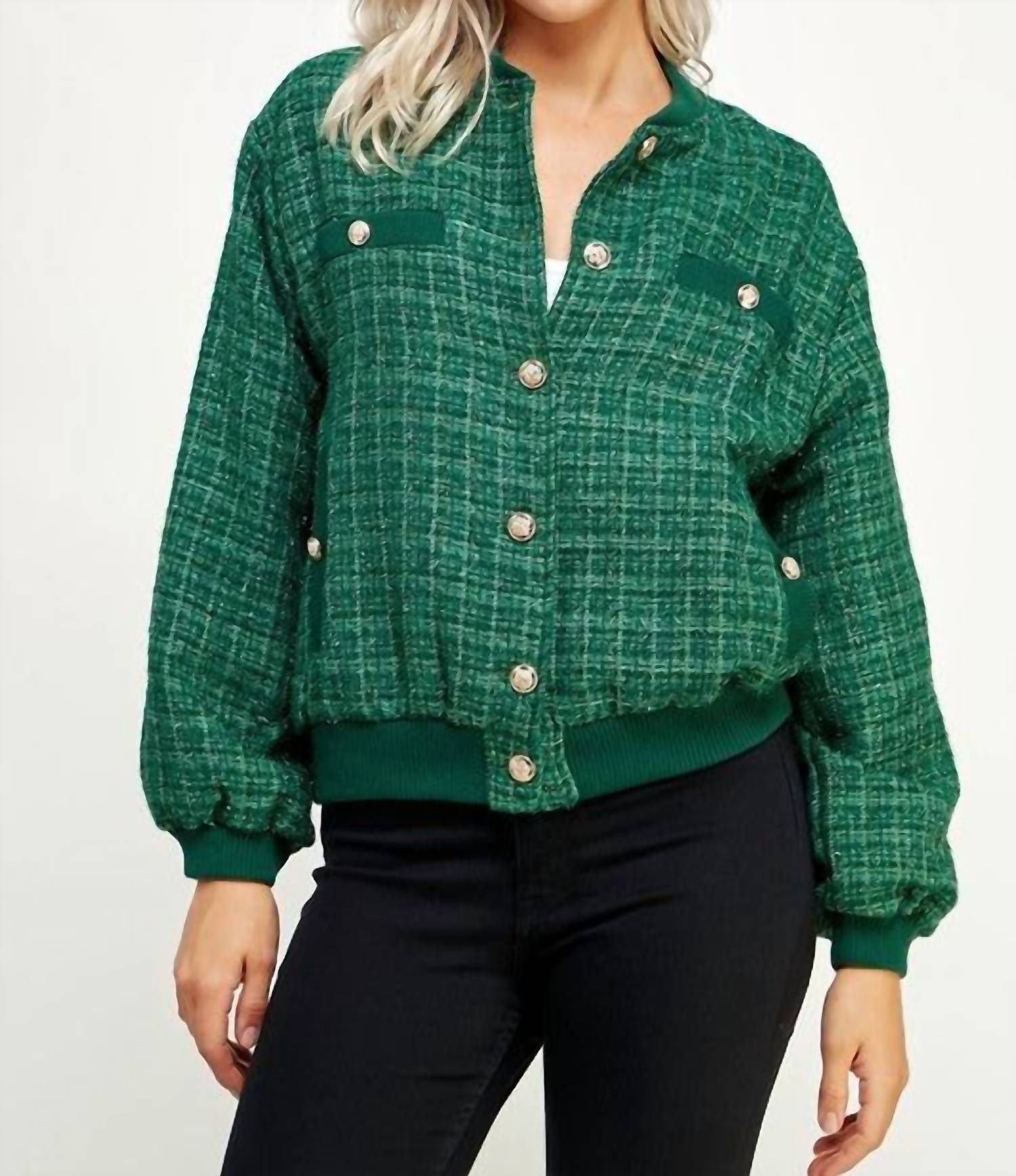Strut & Bolt - Metallic Tweed Bomber Jacket