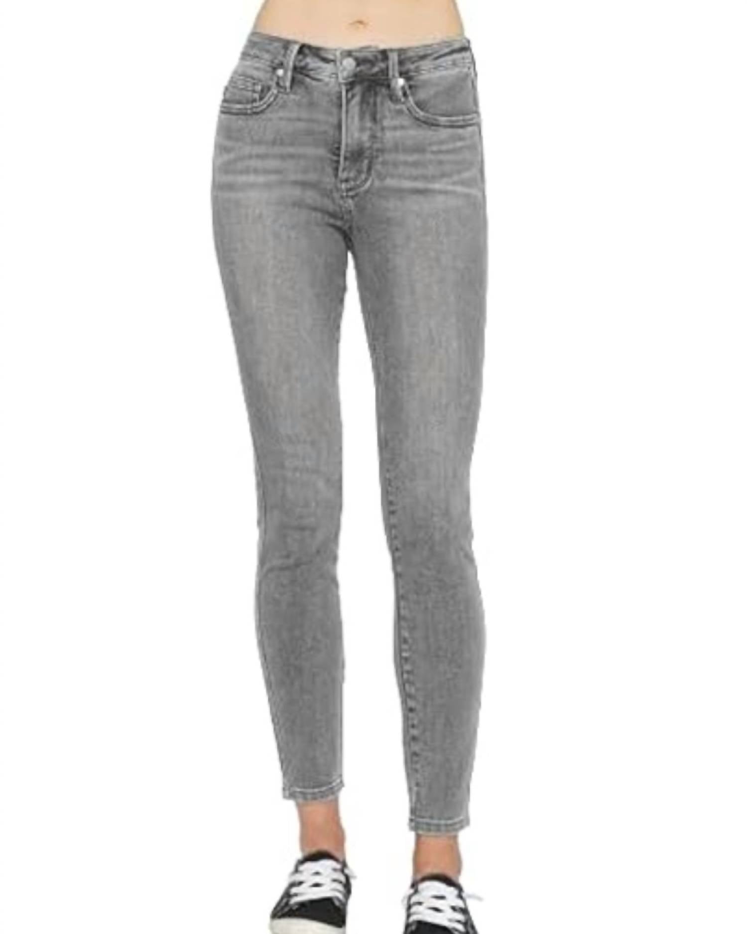 Judy Blue Mid Rise Skinny Jean in grey wash - women's jeans