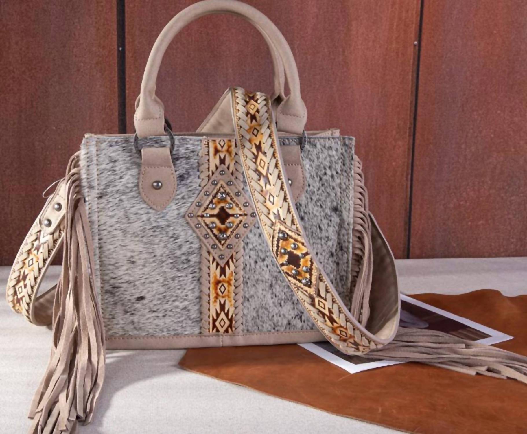 Trinity Ranch - Women's Concealed Carry Hair-on Tooled Fringe Purse