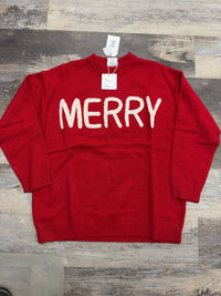 Fashion By Mirabeau - Women's Merry Moments Chenille Letter Sweater