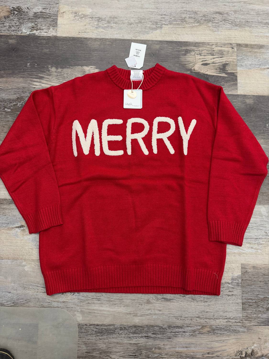 Fashion By Mirabeau - Women's Merry Moments Chenille Letter Sweater
