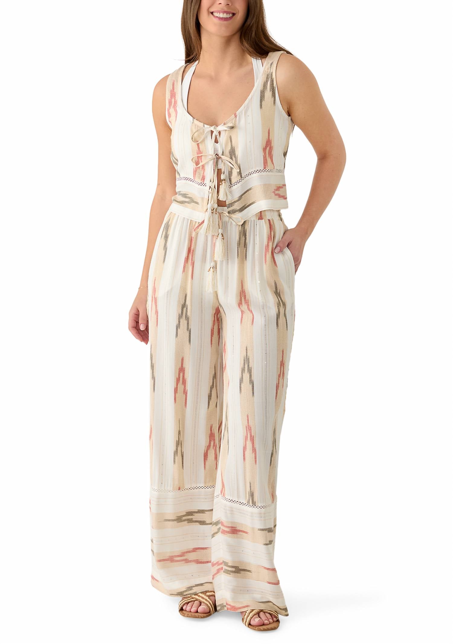 Surf Gypsy - Aztec Stripe Tie Front Top