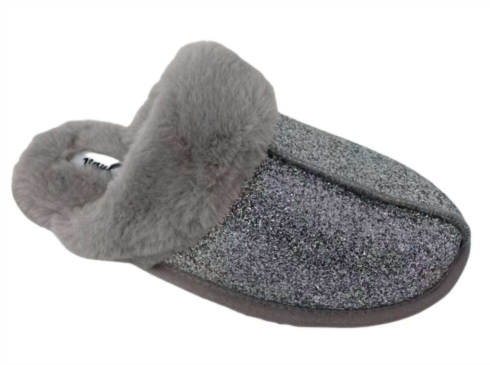 Very G Women's Super Soft Sparkly Glitter Slippers in silver - women's shoe