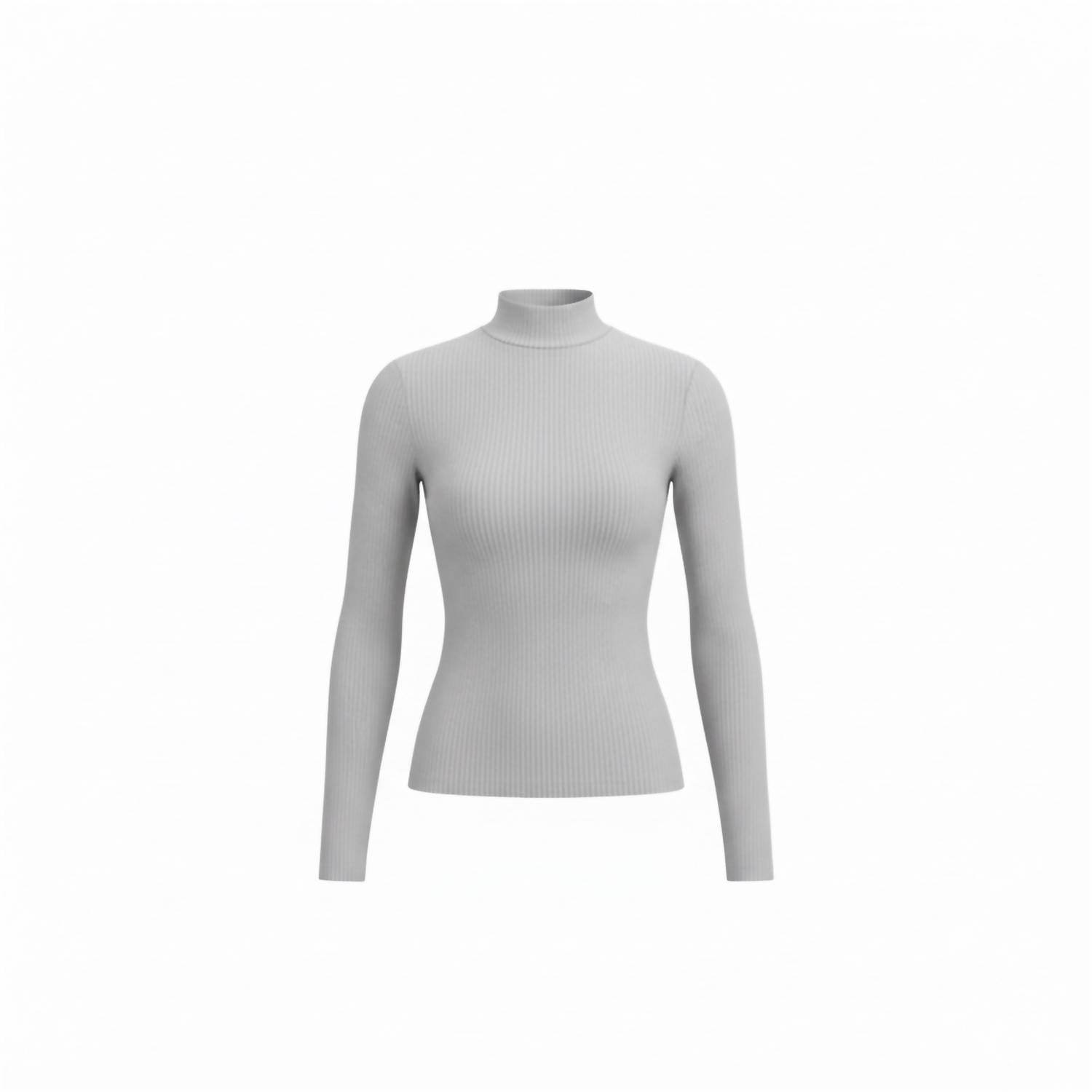 Ambar - Sleek Stretch Essential Mock-neck Long Sleeve Top