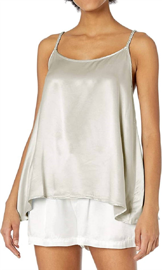 Daisy Satin Tank with Braided Straps & Elastic Back