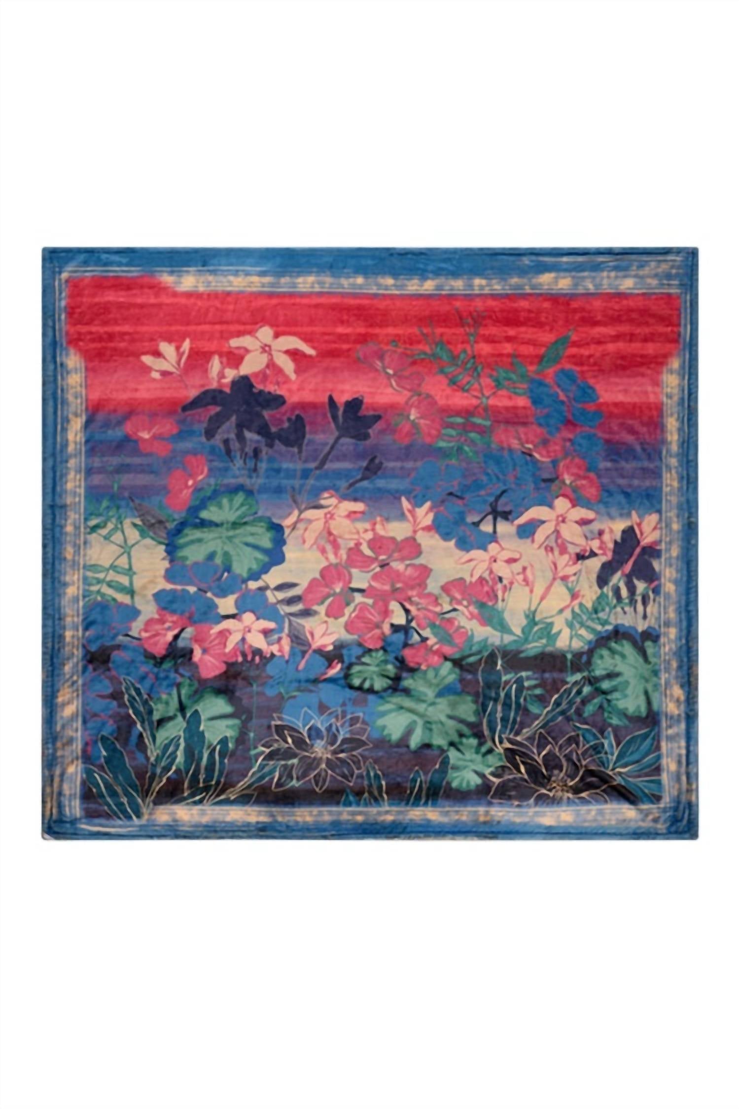 Johnny Was Lavandula Laurel Canyon Cozy Blanket in blue multi - item - detail view