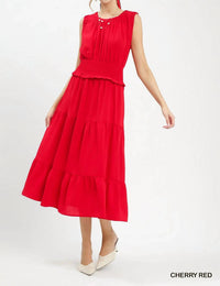 Umgee - Smocked Waist Tiered Midi Dress