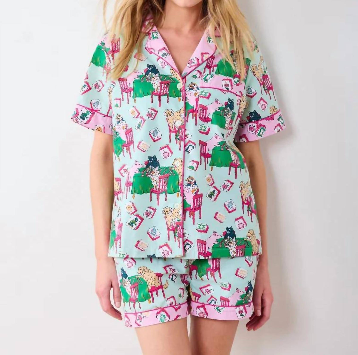 Printfresh - Women's Mahjong Menagerie Short Pajama Set