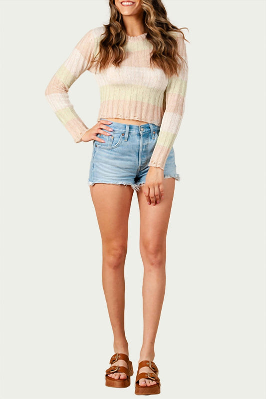 TULIP LGHTWEIGHT OPEN-KNIT STRIPED SWEATER