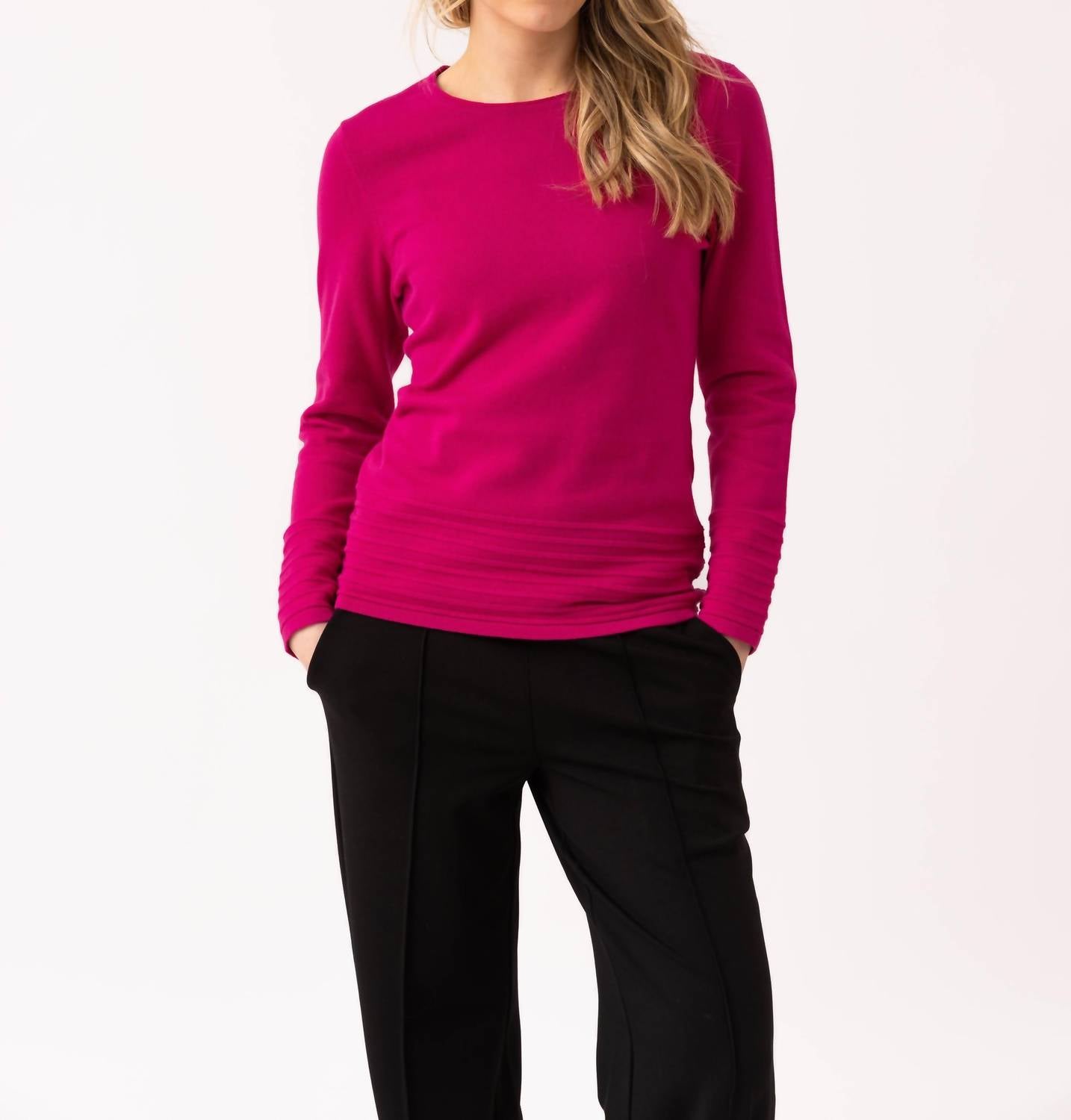 Marble - Round Neck Rib Knit Sweater