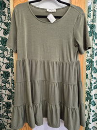 Zenana - Short Sleeve Tiered Ruffle Babydoll Tunic