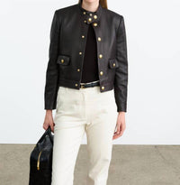 Nili Lotan - Hadley Leather Cropped Jacket