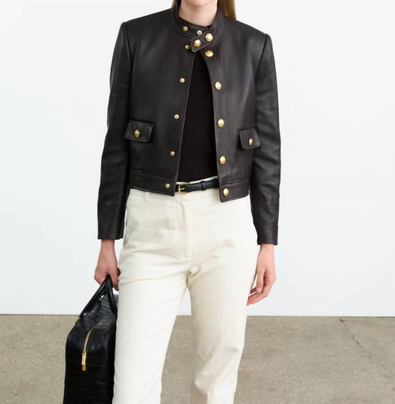 Nili Lotan - Hadley Leather Cropped Jacket