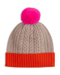 Echo - Color Block Cable Knit Wool & Cashmere Beanie