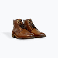 STEVE MADDEN Men's Noby Leather Lace Up Boot in tan - men's boots