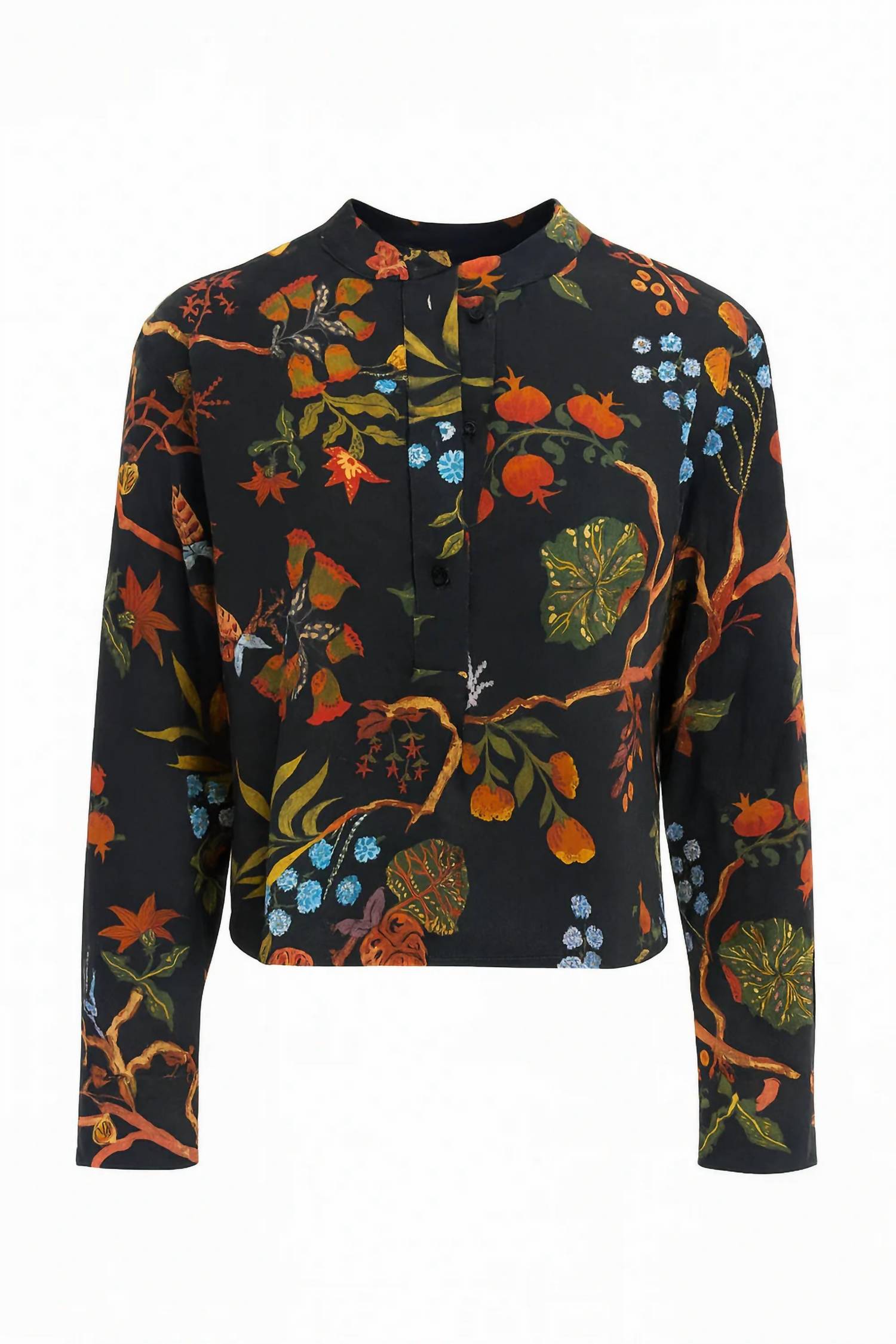 Anna Cate Lesley V-neck Blouse in foliage - women's shirt - detail view