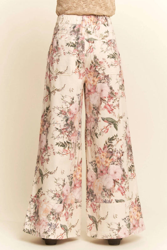 Davi & Dani - Washed Ruffle Lace Bottom Pant