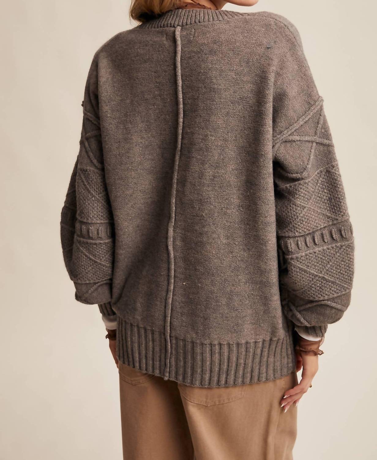 Listicle - Textured Knit Button Up Cardigan