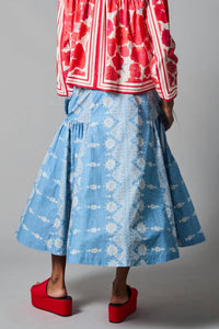 Hope for Flowers Women's Full Skirt in chambray - women's skirt - detail view