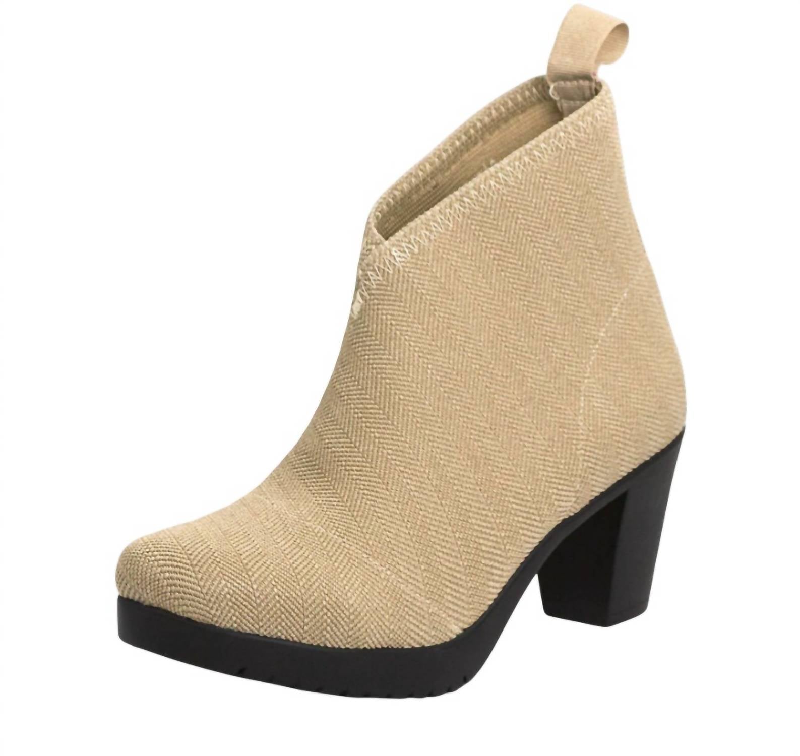 CHARLESTON SHOE CO. Women's Torino Boots in brown herringbone - women's shoe