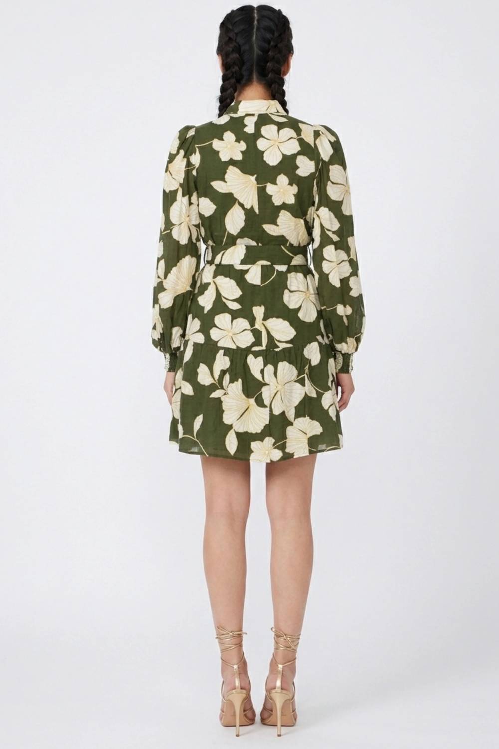 Laundry By Shelli Segal - Floral Print Long Sleeve Button Down Belted Dress