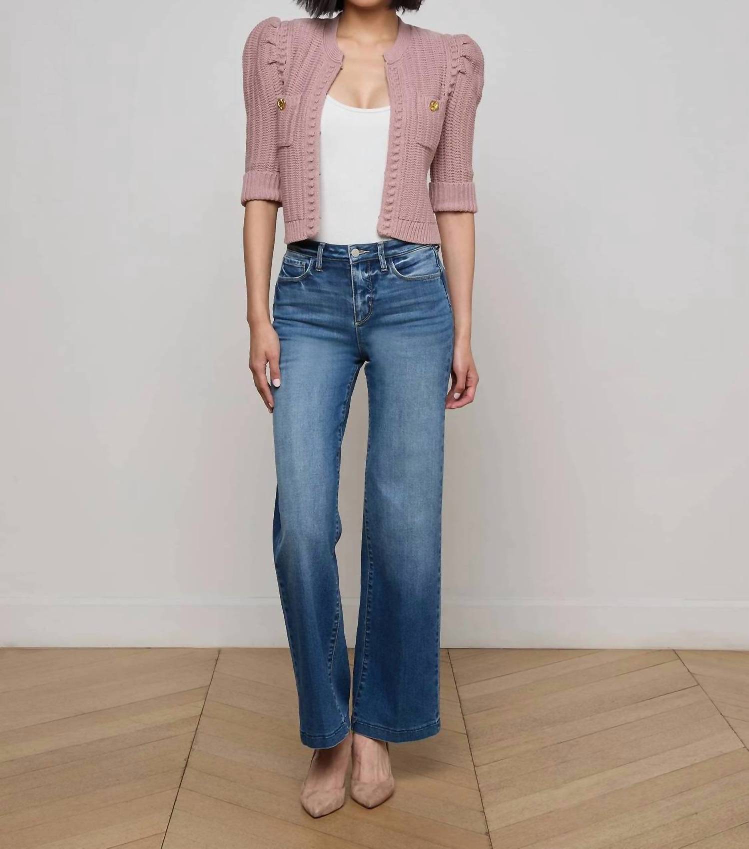 L'Agence - Delilah Crop Textured Cardigan