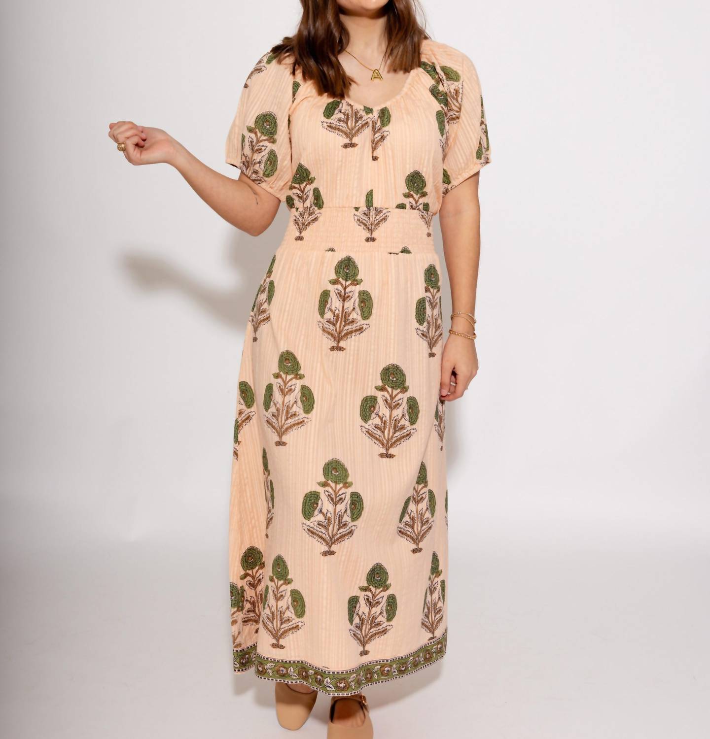 Ivy Jane Seersucker Midi Dress in beige - women's dress