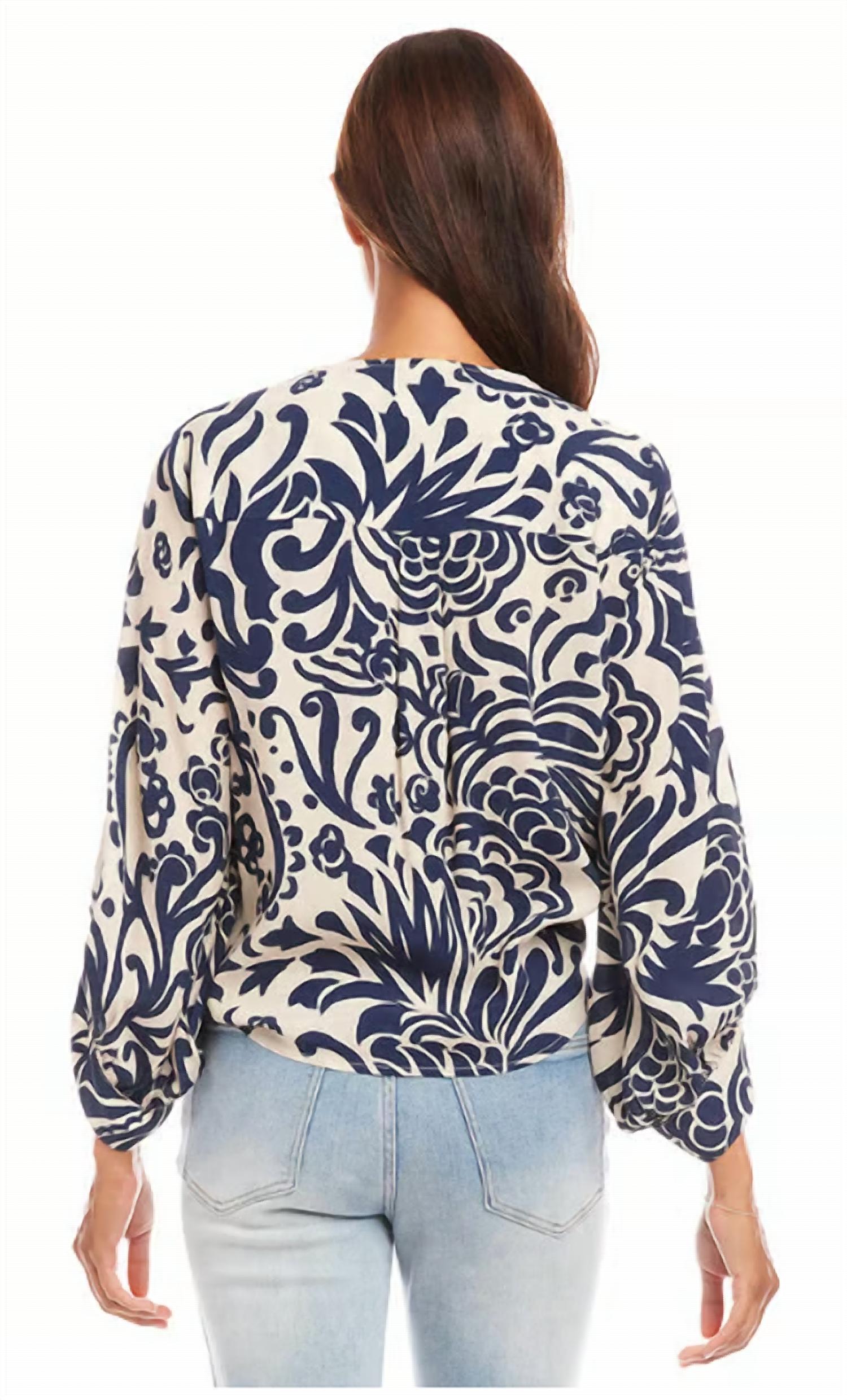 Karen Kane - Blouson Sleeve Tie Front Top