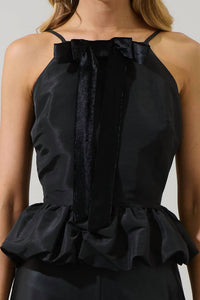 Sugarlips - Finda Velvet Bow Peplum Top